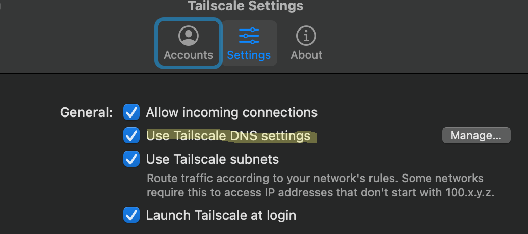 Client Settings in Tailscale